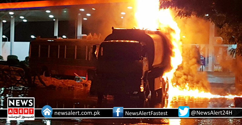کراچی :آئل ٹینکر میں آگ لگ گئی